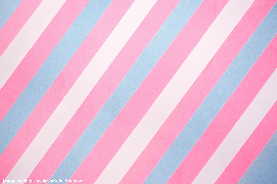 A close up image of pink, white, and blue stripes in a diagonal manner.
