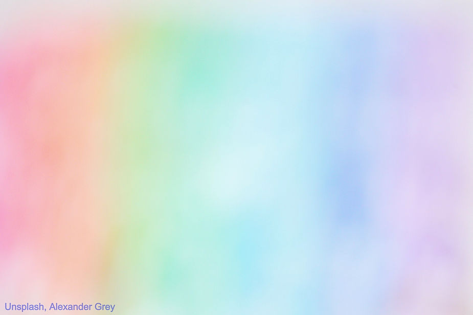 A watercolor image by Alexander Grey that is in rainbow order: Red, Orange, Yellow, Green, Blue, Indigo, Violet.